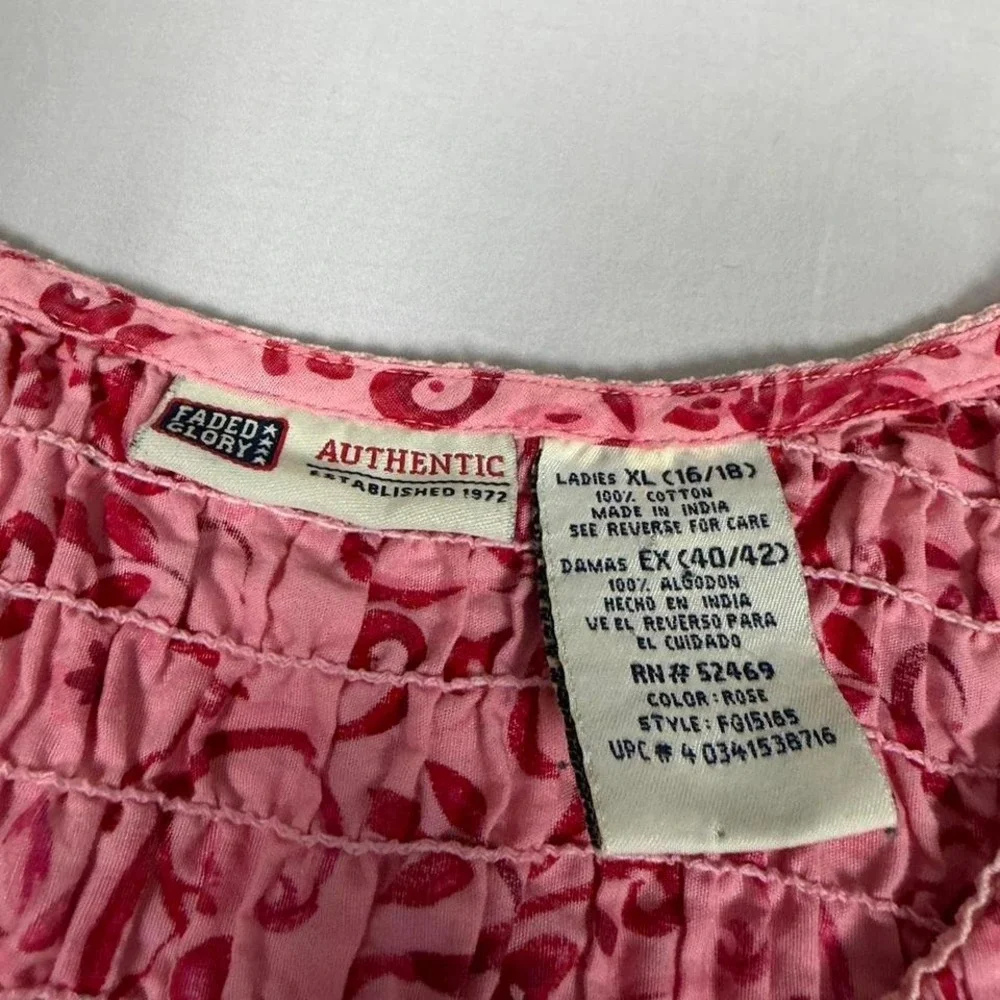 Vintage y2k Faded glory pink floral button up tank top shirt boho fairy cottage - Picture 3 of 4